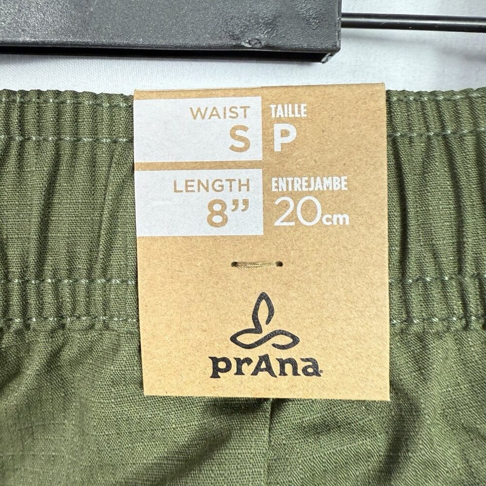 Prana Double Peak E-Waist 8" Shorts Mens SMALL Green Standard Fit Drawstring NWT - Picture 7 of 9